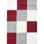High-pile floor rug - Cube Red