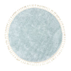 Round High Pile Rug - Lofty Fringe Light Blue