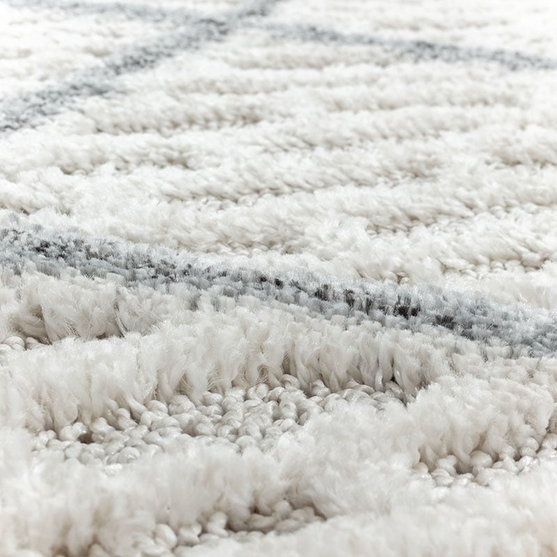 Round Scandinavian floor rug - Pitea Strangle Cream