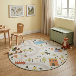 Round Play Rug Car - Rocky Ride Grey