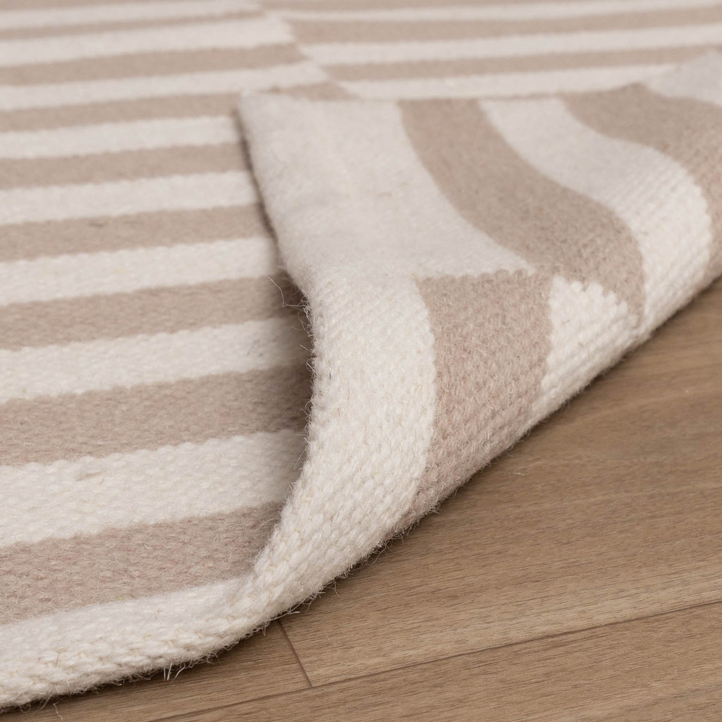 Striped Modern Rug - Dazzle Blocks Beige/White