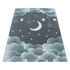 Children's floor rug - Fleurtje Moon Blue
