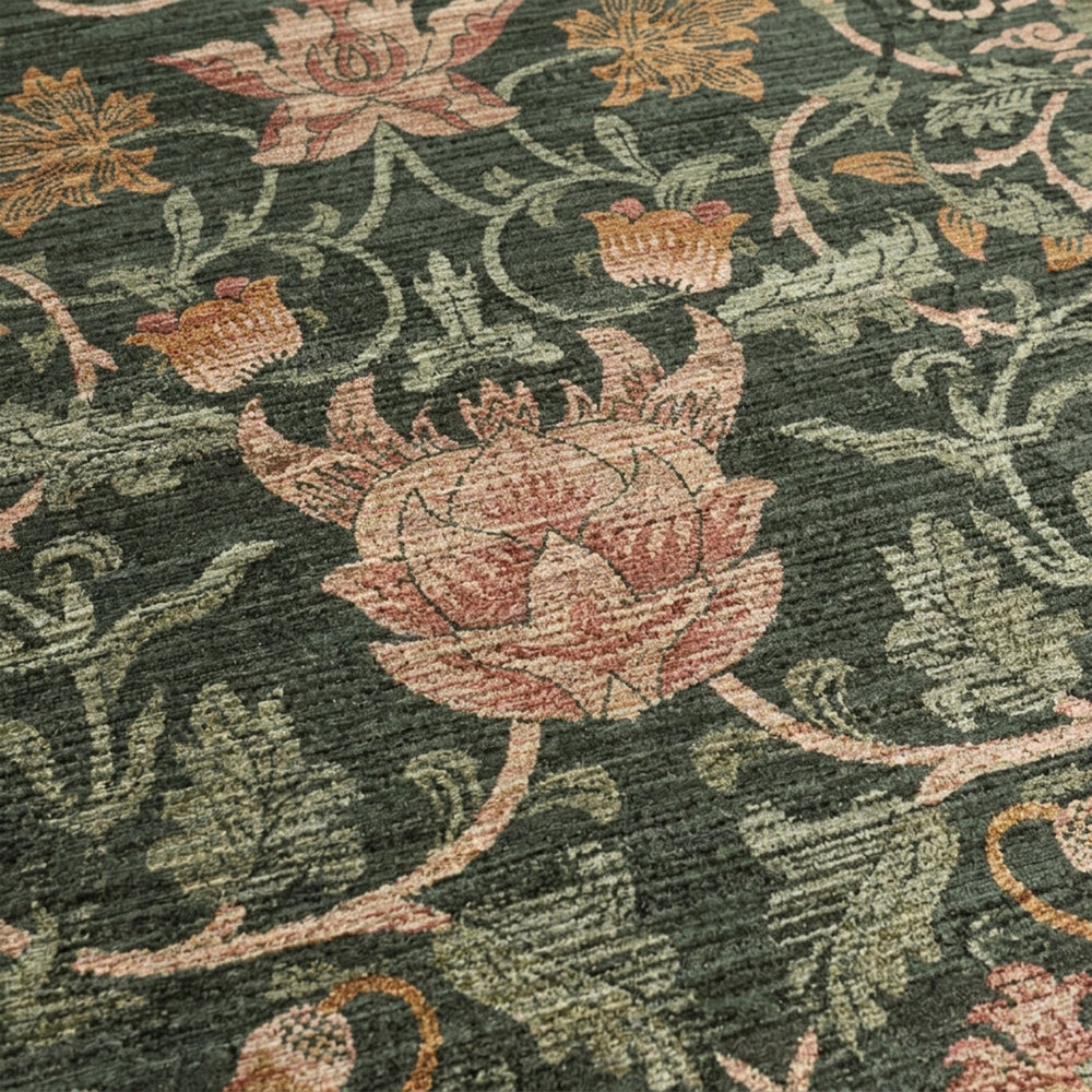 Floral rug – Rosie Dark Green