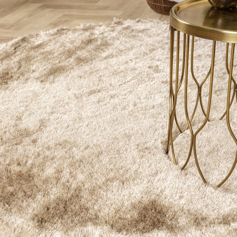 Round High Pile Rug - Glorious Champagne/Cream