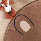 Round Washable Kids Rug - Sammy Bear Brown