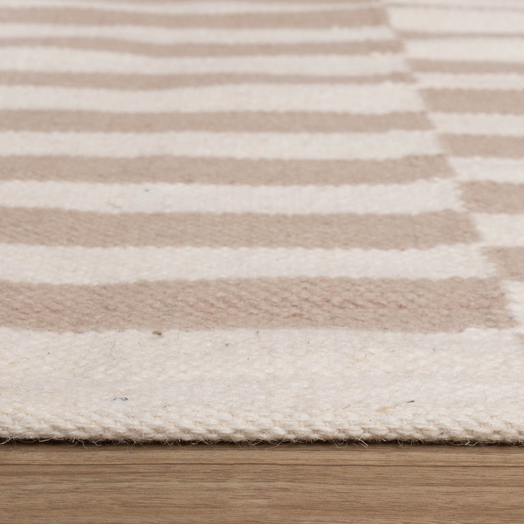 Striped Modern Rug - Dazzle Blocks Beige/White