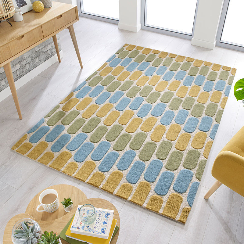 Modern floor rug - Rado Fossil Green/Yellow