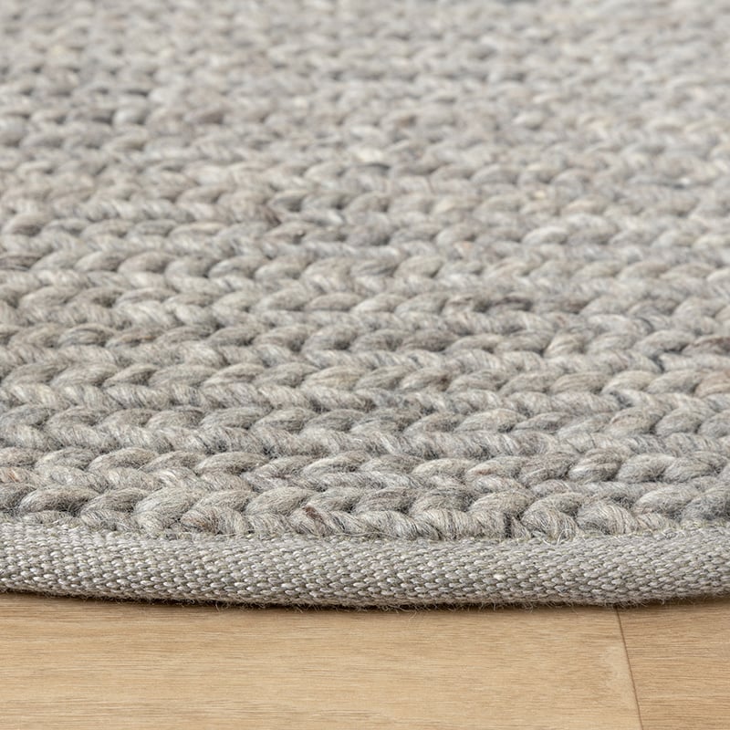Round Wool Rug - Twist Grey