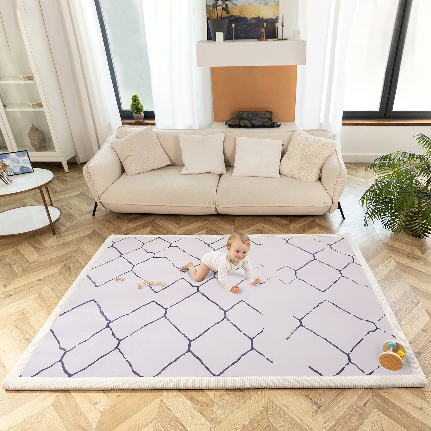 Soft XL Play Mat - Ozzy Zigzag Beige