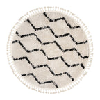 Round High-Pile Rug - Grand Wire Weave Cream/Black
