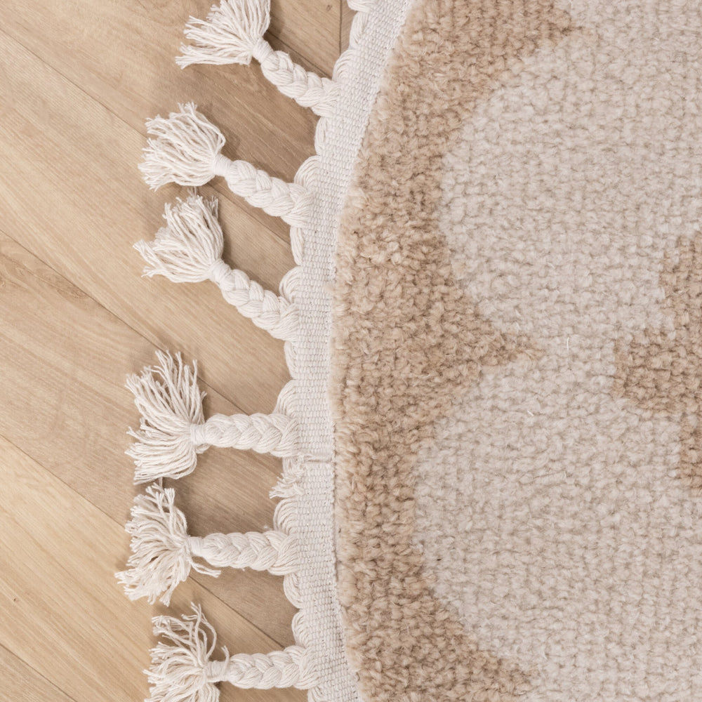 Round washable children's rug - Moos Flower Creme
