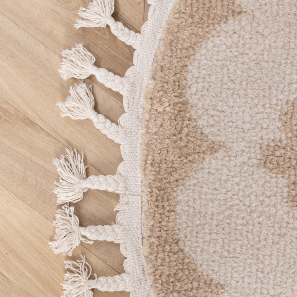 Round washable children's rug - Moos Flower Creme
