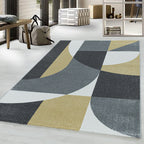 Retro floor rug - Stencil Forms Yellow/Grey
