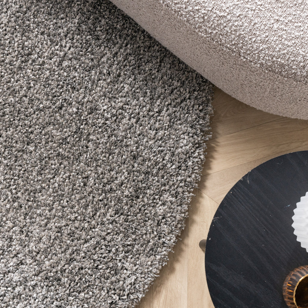 Round high-pile rug - Yves Grey