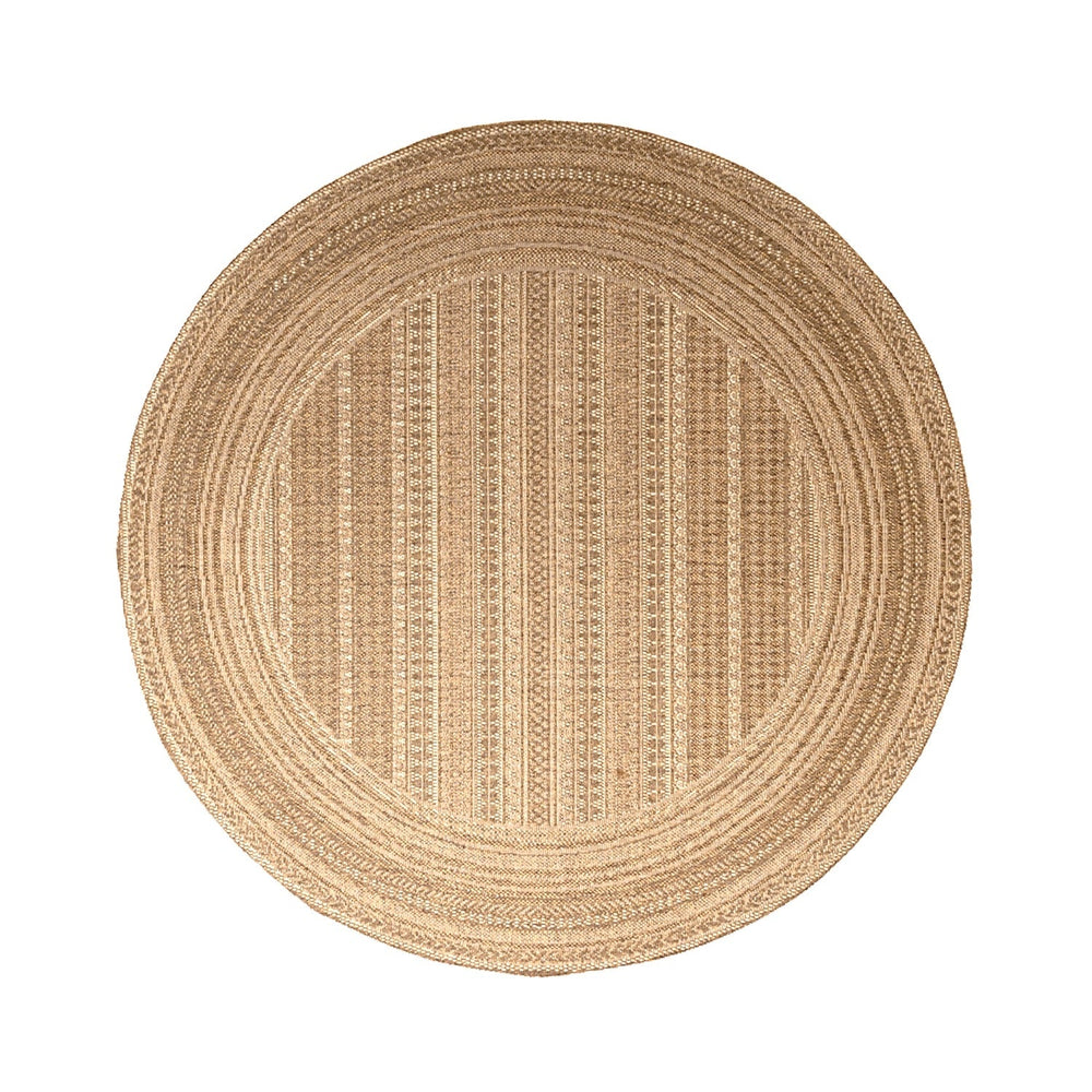 Round Jute Outdoor Rug - Mavi Stripes Cream/Brown