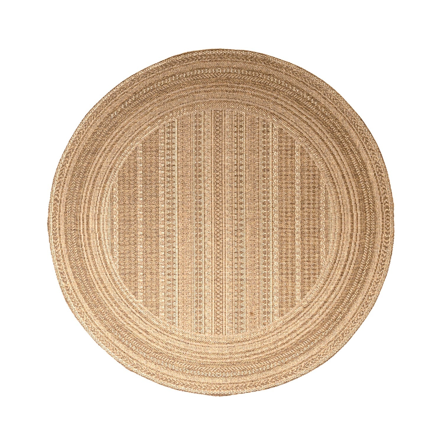 Round Jute Outdoor Rug - Mavi Stripes Cream/Brown