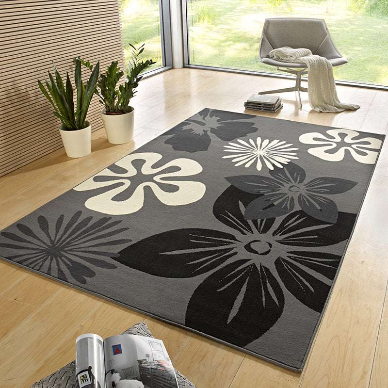 Floral floor rug - Gloria Flora Gray