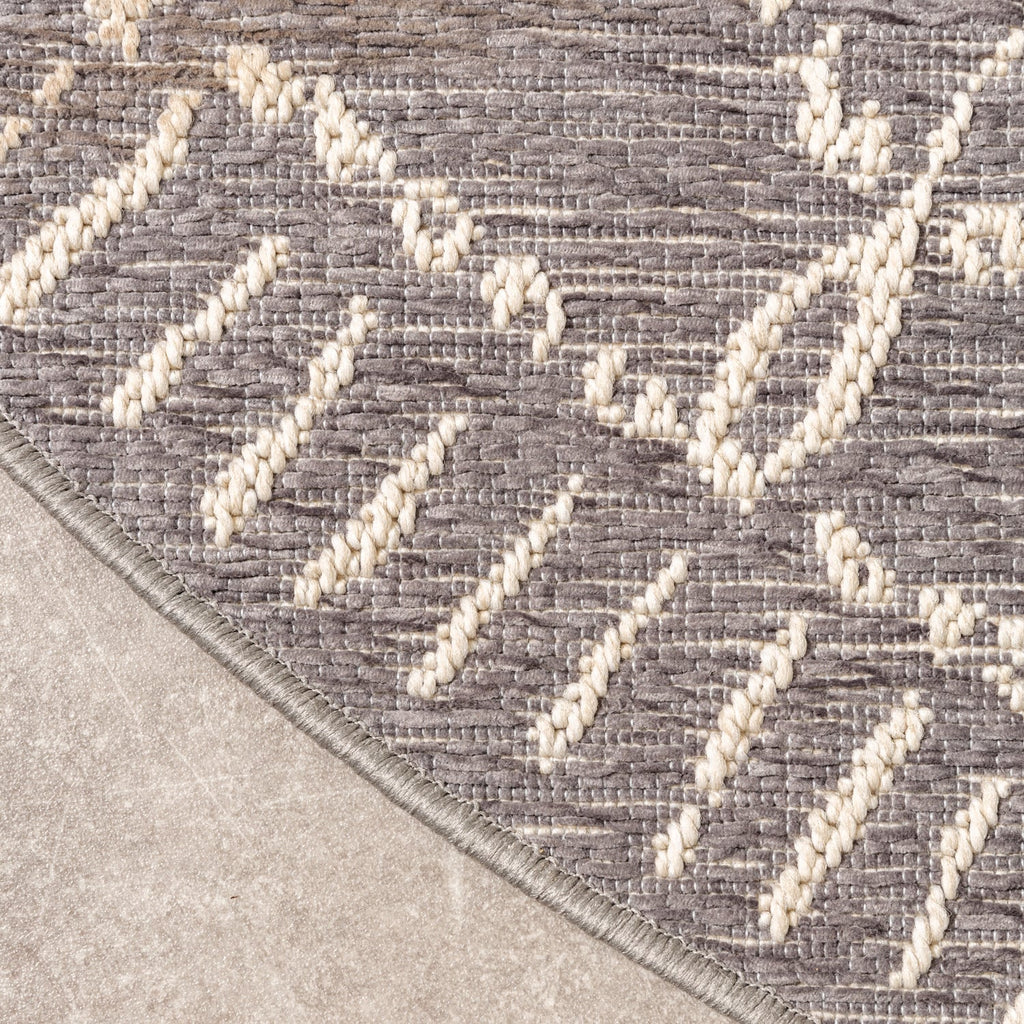 Round Modern Outdoor Rug - Porto Aztec Light Gray