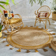 Round jute floor rug - Lunaro Natural/Ochre Yellow