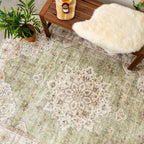 Vintage Outdoor Rug - Santo Medallion Green