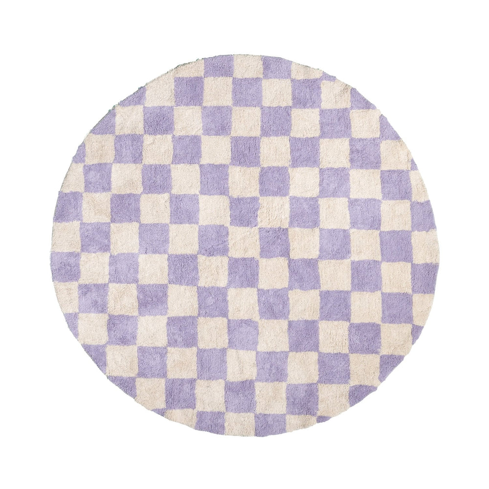 Round Retro Rug - Gambit Lilac/White