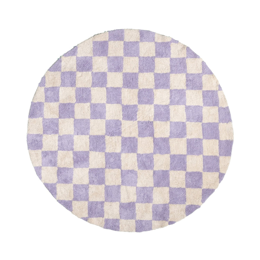 Round Retro Rug - Gambit Lilac/White