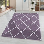 Low-pile floor rug - Smoothly Lines Purple/White