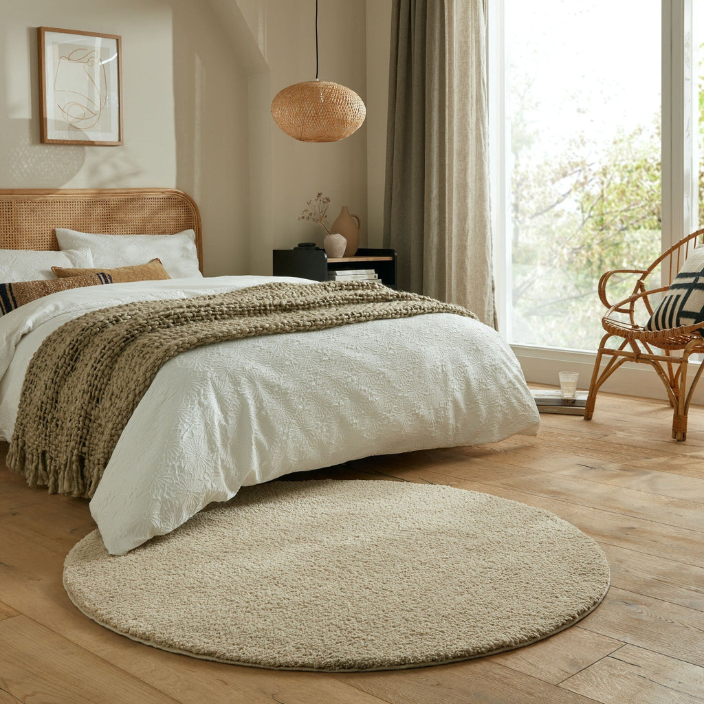 Round shaggy floor rug - Farenzo Beige