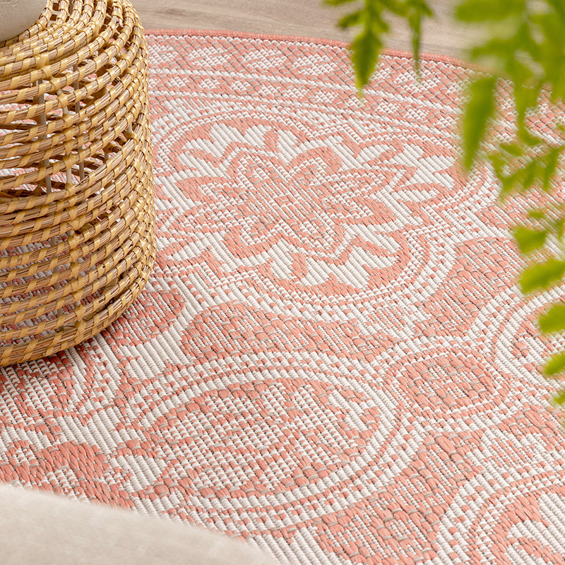 Round Outdoor Rug - Summer Oriental Pink
