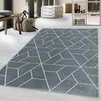 Retro Floor Rug - Stencil Triangle Grey/White