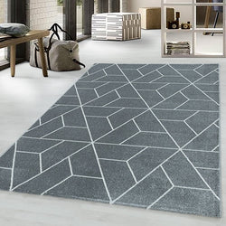 Retro Floor Rug - Stencil Triangle Grey/White