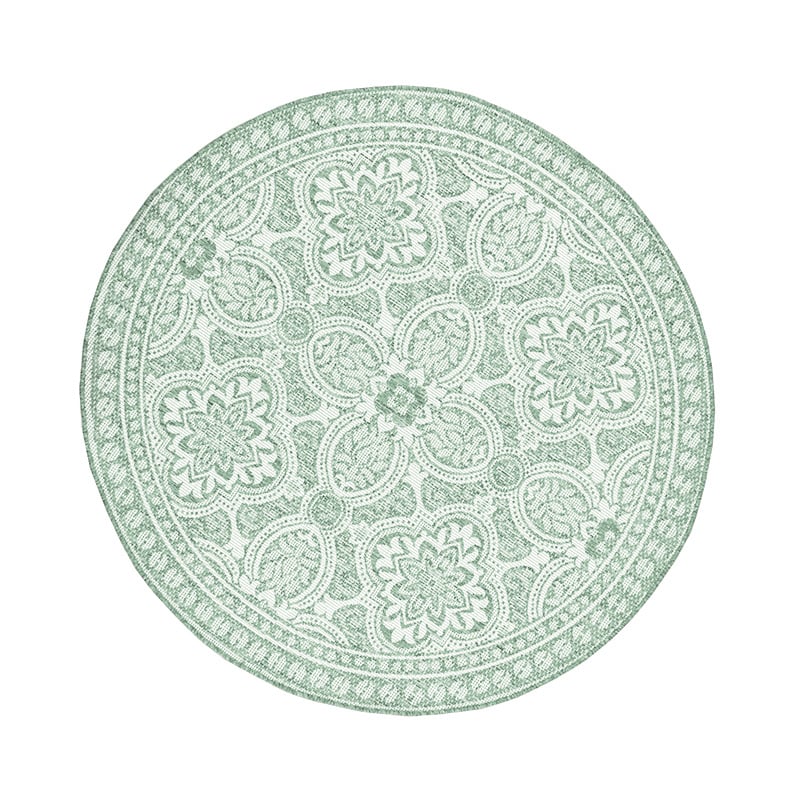Round Outdoor Rug - Summer Oriental Green