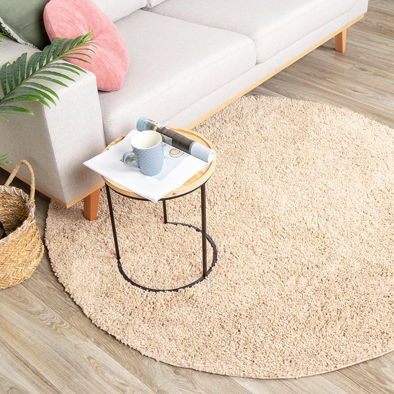 Round High Pile Rug - Lofty Beige
