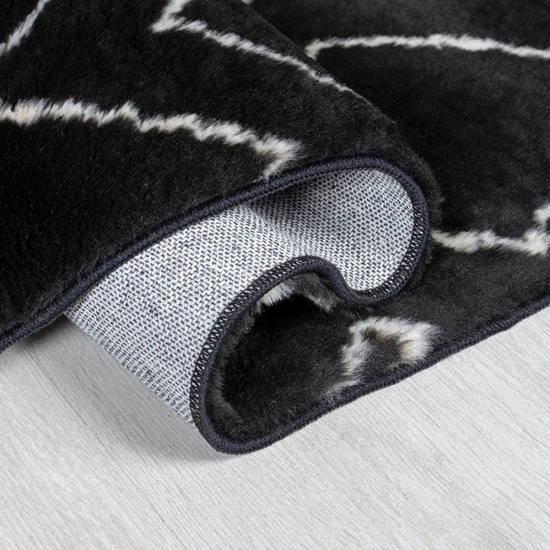 Berber floor rug - Furo Imran Black/Cream