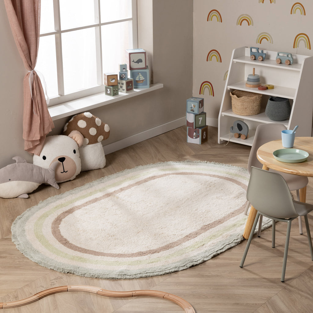 Oval washable children's rug - Milo Green