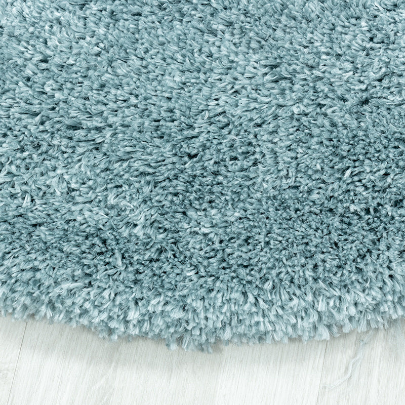 Round high-pile floor rug - Fuzzy Light Blue