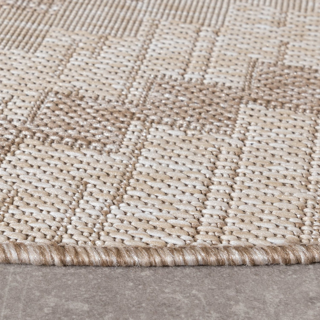 Round Jute Outdoor Rug - Atlas Diamond Brown/Cream