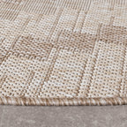 Round Jute Outdoor Rug - Atlas Diamond Brown/Cream