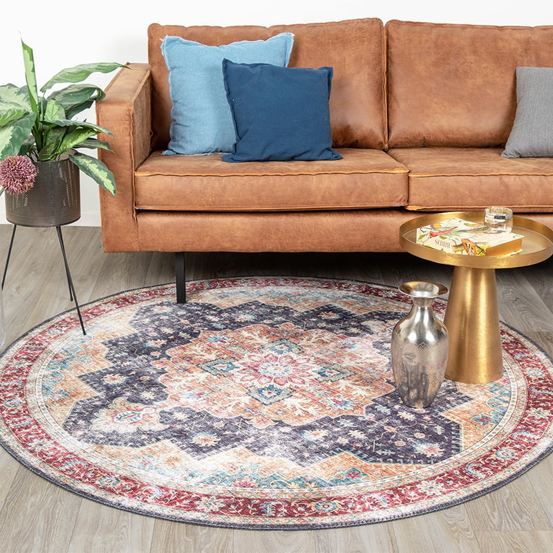 Round Vintage Rug - Azara Blue/Red
