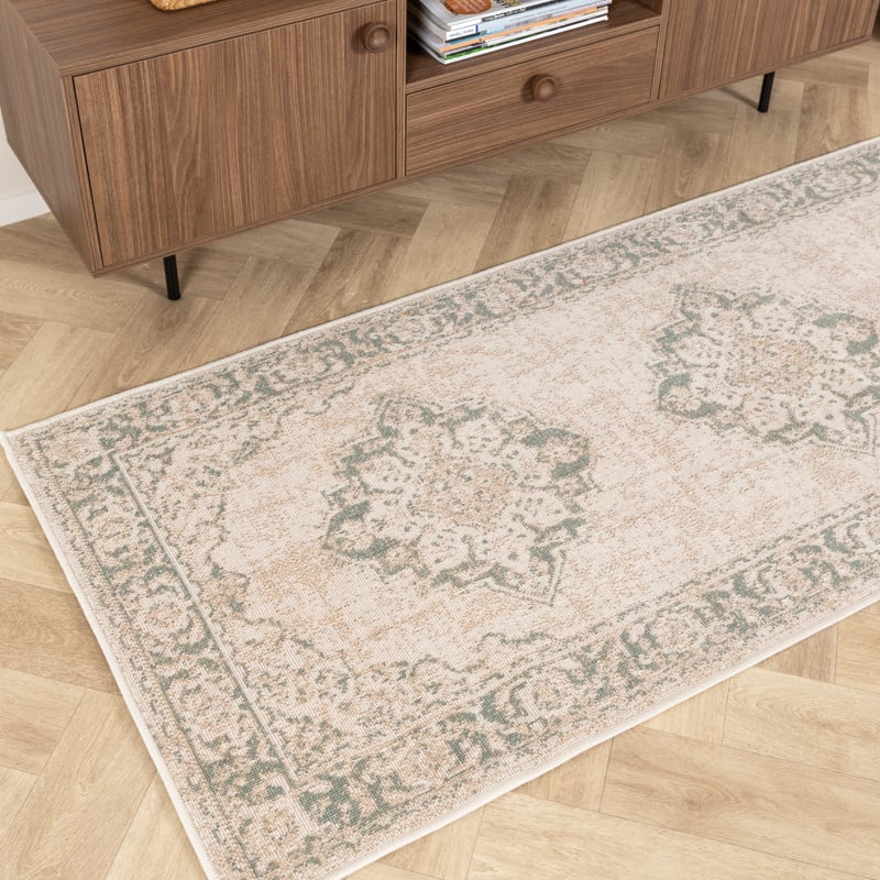 Vintage Runner Rug - Spring Medallion Cream/Green