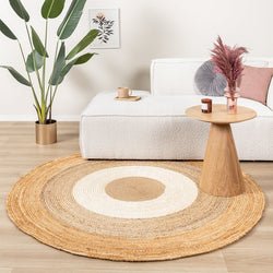 Round Jute Rug - Mirai Border White/Natural