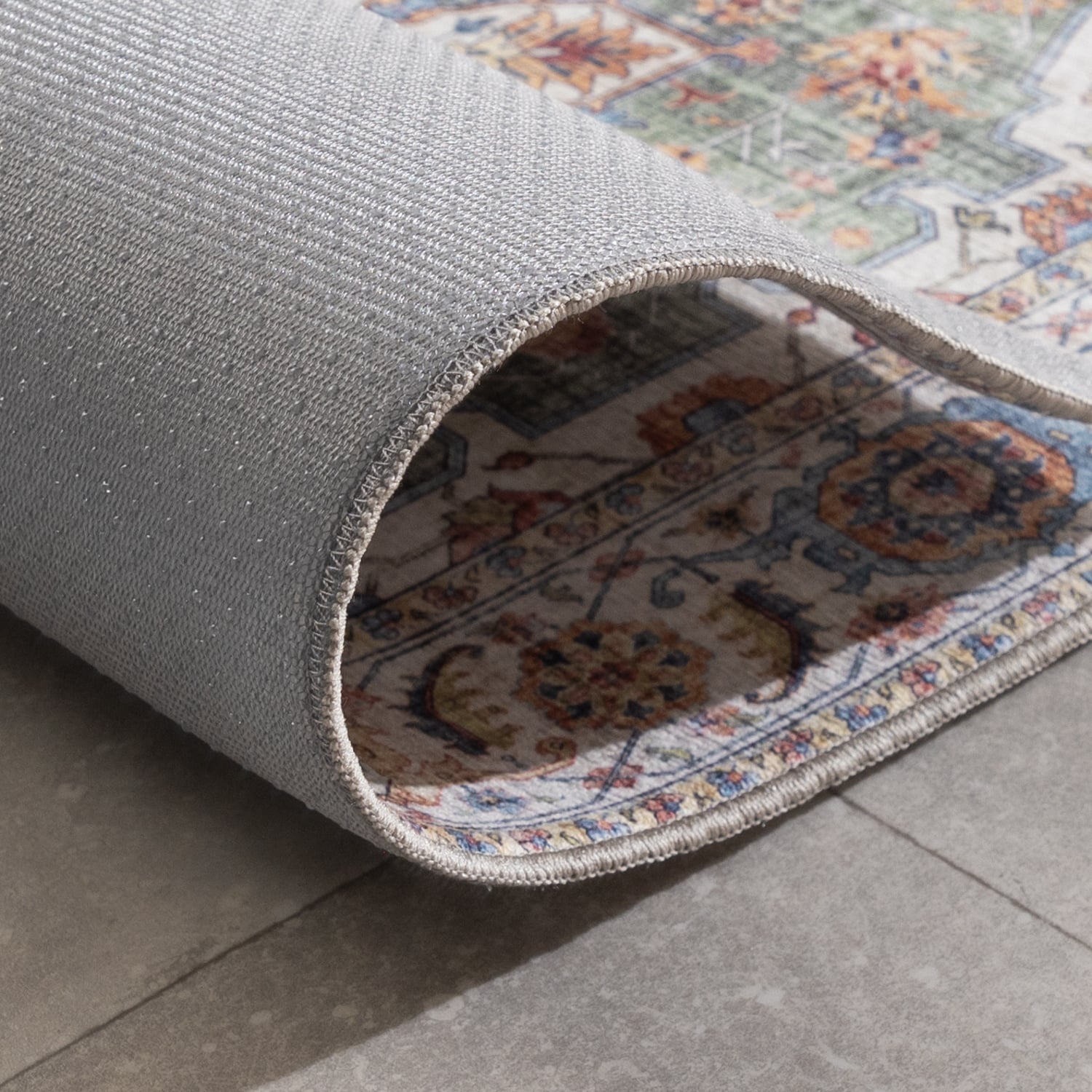 Washable Runner - Domingo Mandala Olive Green