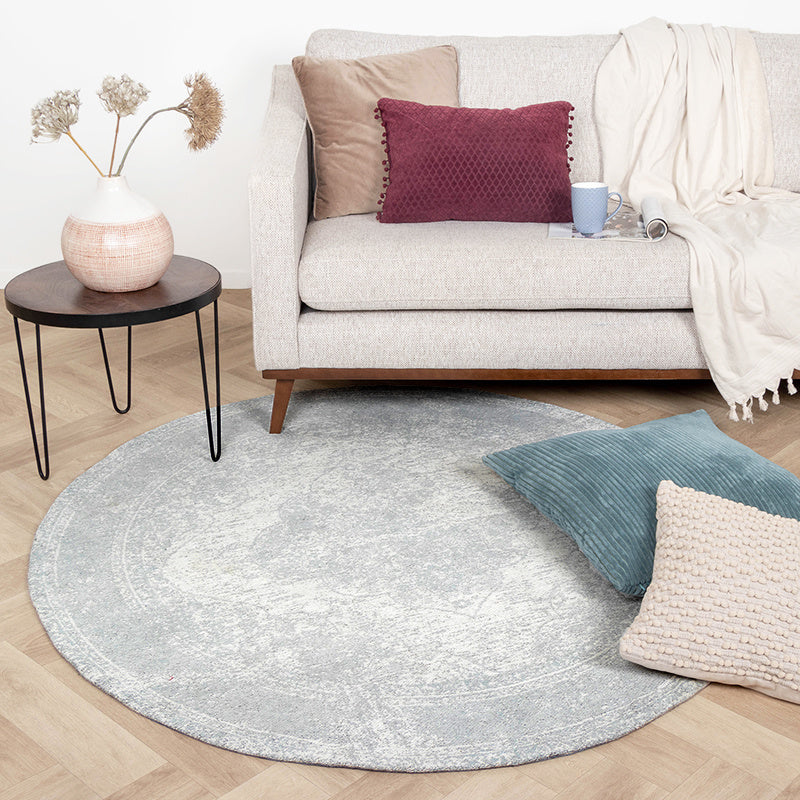 Round Vintage Rug - Admire Light Grey