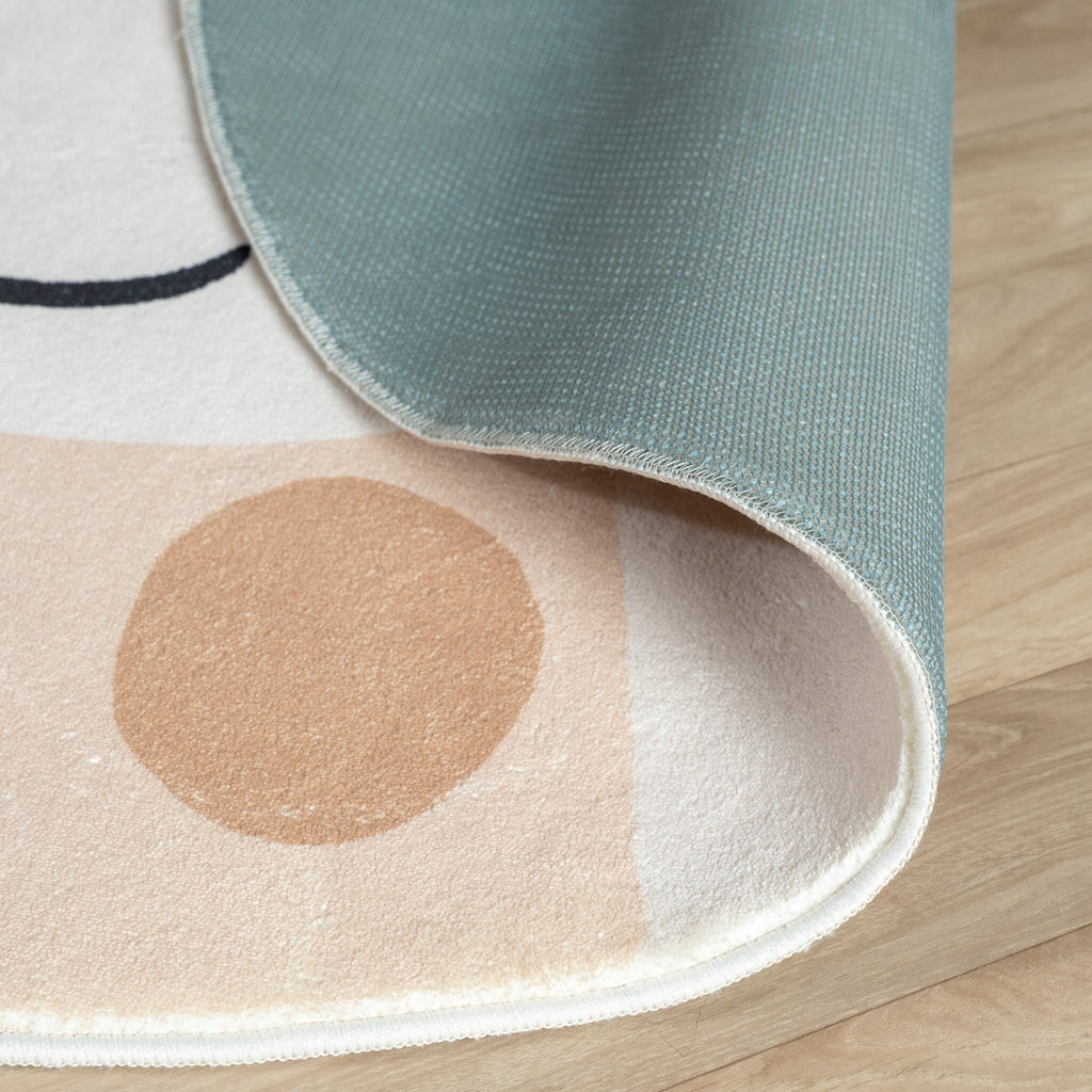 Round Washable Children’s Play Rug – Sammy Giraffe Beige