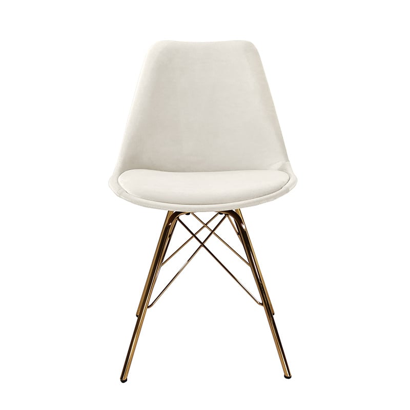 Velvet Chair Ivory - Gold Frame