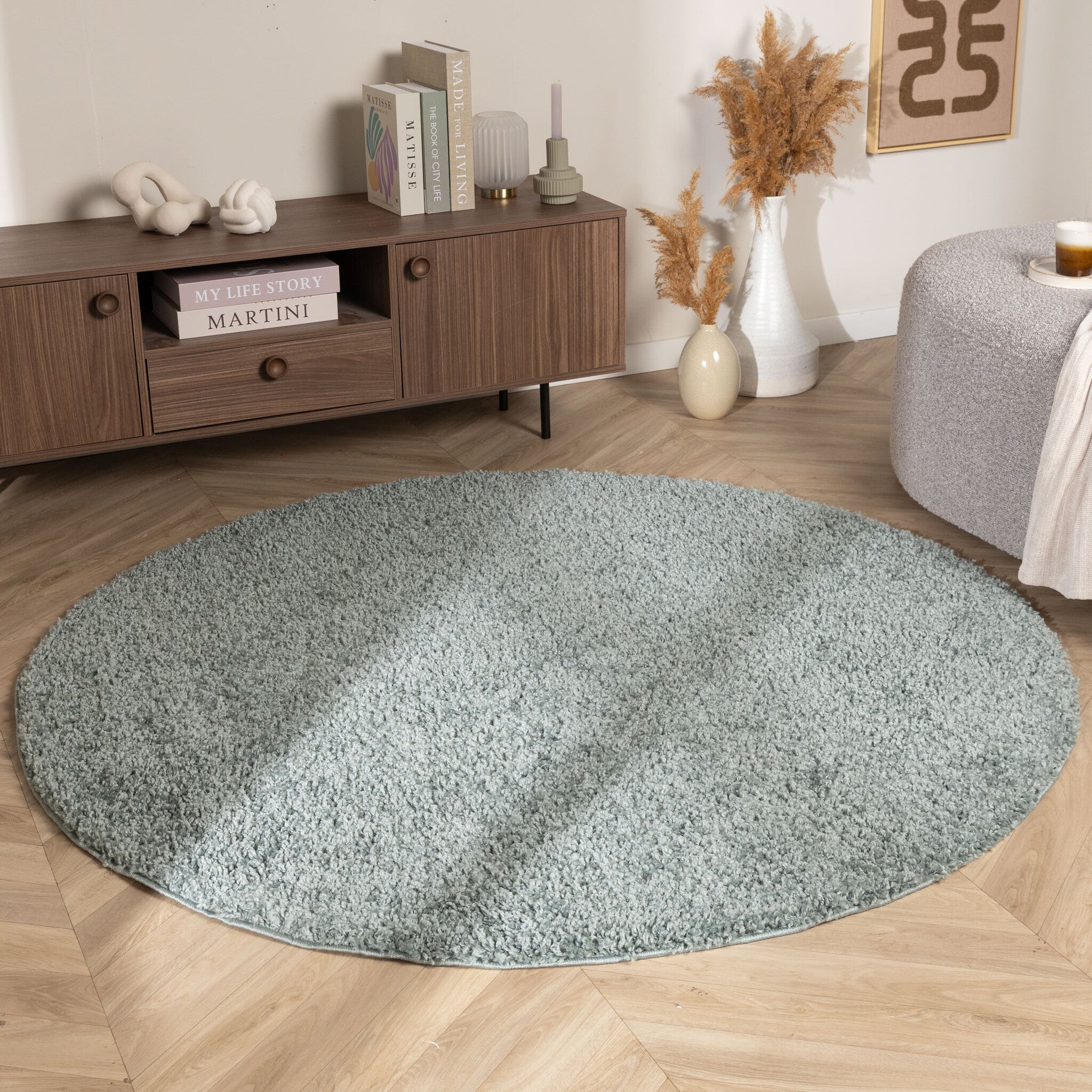 Round High-Pile Rug – Wish Blue/Green