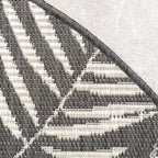Round Outdoor Rug - Malta Leaves Black