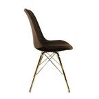 Chair Velvet Coffee Brown - Gold frame