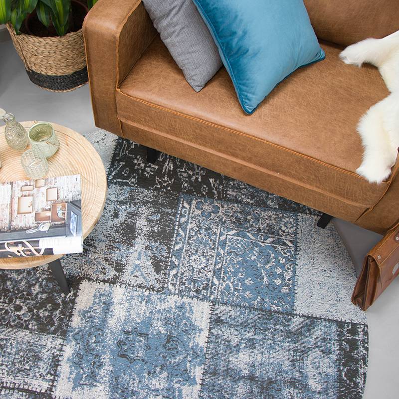 Round Patchwork Rug - Dreams Grey/Blue