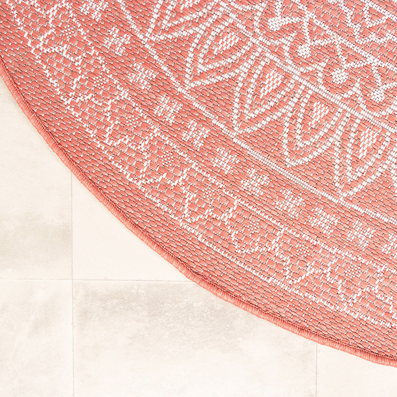 Round Outdoor Rug - Summer Azteca Pink